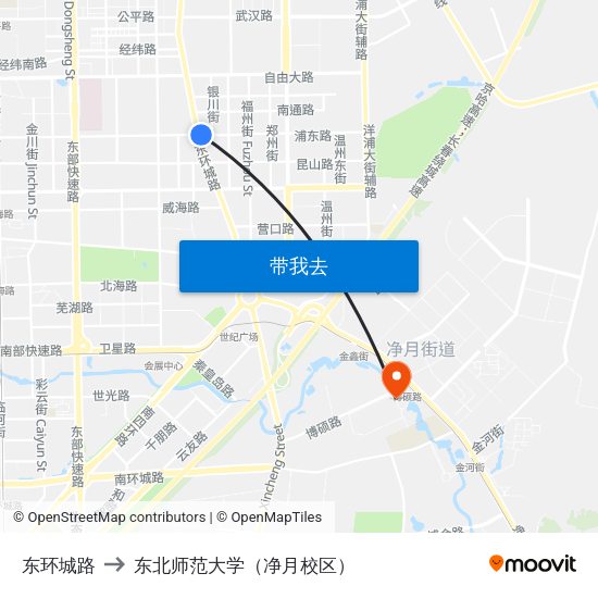 东环城路 to 东北师范大学（净月校区） map