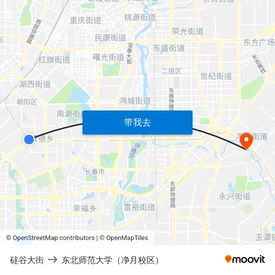 硅谷大街 to 东北师范大学（净月校区） map