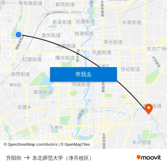 升阳街 to 东北师范大学（净月校区） map