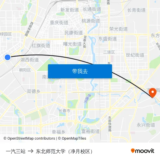 一汽三站 to 东北师范大学（净月校区） map