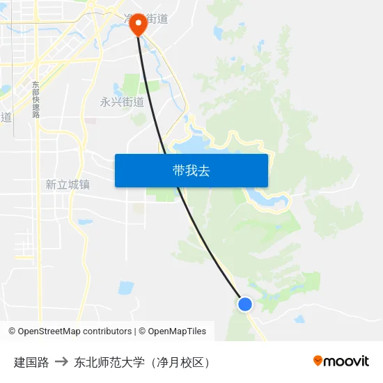 建国路 to 东北师范大学（净月校区） map