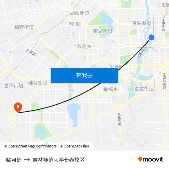 临河街 to 吉林师范大学长春校区 map