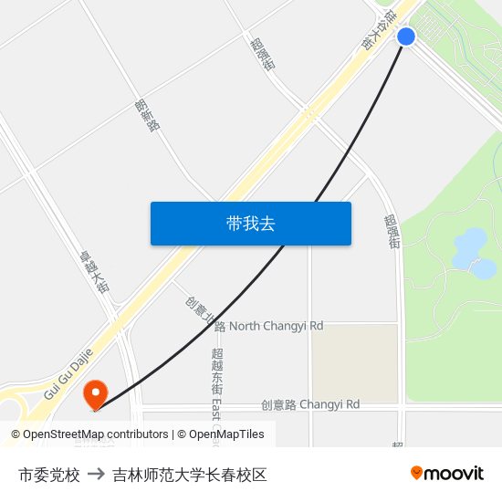 市委党校 to 吉林师范大学长春校区 map