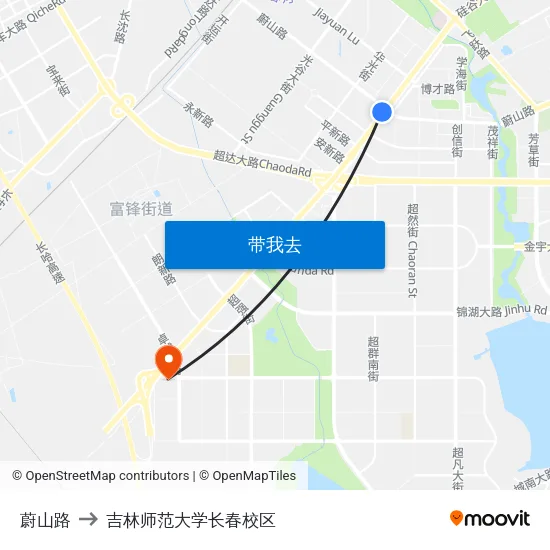 蔚山路 to 吉林师范大学长春校区 map