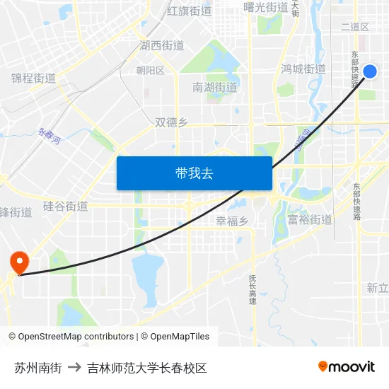 苏州南街 to 吉林师范大学长春校区 map