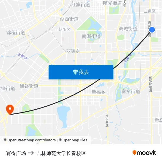 赛得广场 to 吉林师范大学长春校区 map