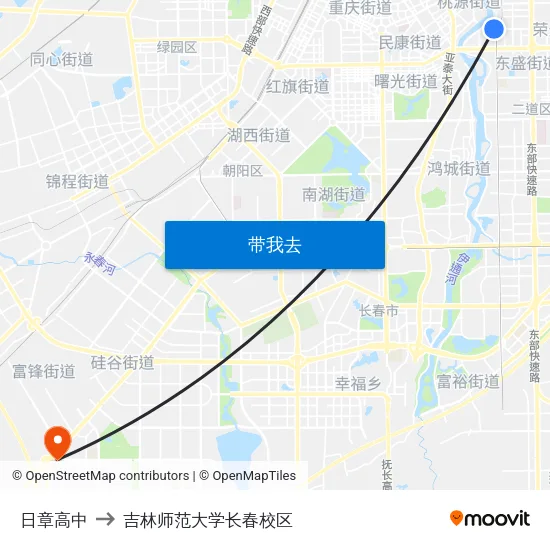 日章高中 to 吉林师范大学长春校区 map