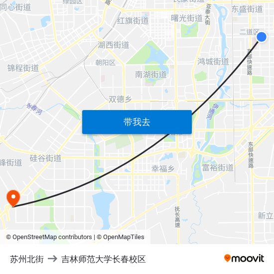 苏州北街 to 吉林师范大学长春校区 map