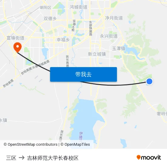 三区 to 吉林师范大学长春校区 map