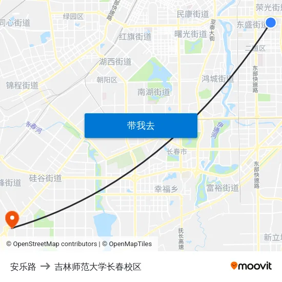 安乐路 to 吉林师范大学长春校区 map