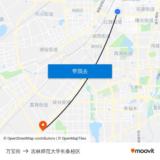 万宝街 to 吉林师范大学长春校区 map