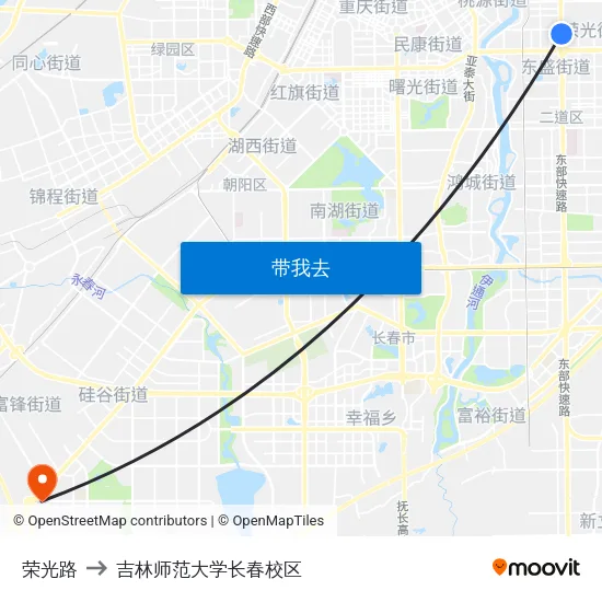 荣光路 to 吉林师范大学长春校区 map