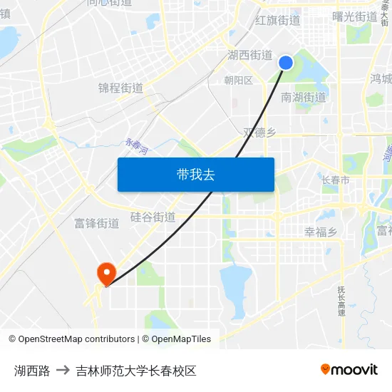 湖西路 to 吉林师范大学长春校区 map