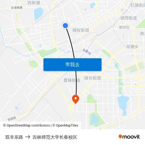 双丰东路 to 吉林师范大学长春校区 map