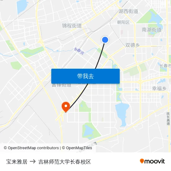 宝来雅居 to 吉林师范大学长春校区 map
