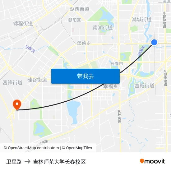 卫星路 to 吉林师范大学长春校区 map