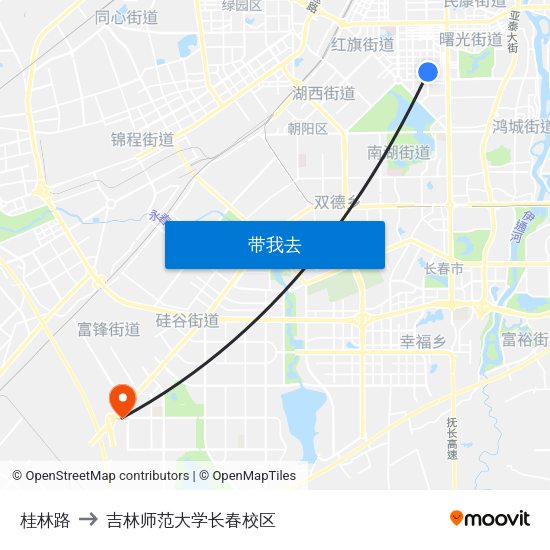 桂林路 to 吉林师范大学长春校区 map