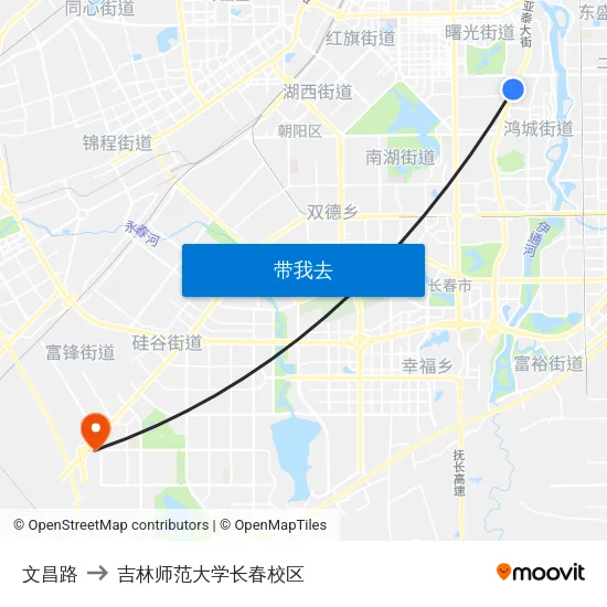 文昌路 to 吉林师范大学长春校区 map