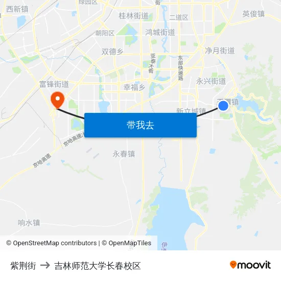 紫荆街 to 吉林师范大学长春校区 map