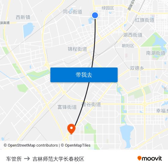 车管所 to 吉林师范大学长春校区 map