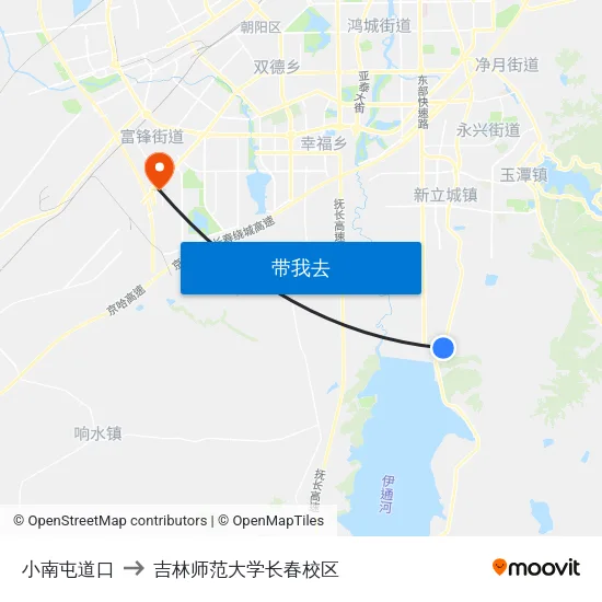 小南屯道口 to 吉林师范大学长春校区 map