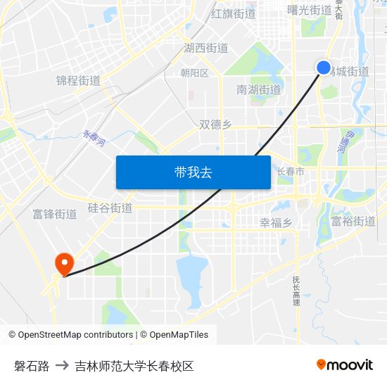 磐石路 to 吉林师范大学长春校区 map