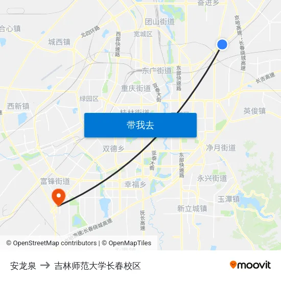 安龙泉 to 吉林师范大学长春校区 map