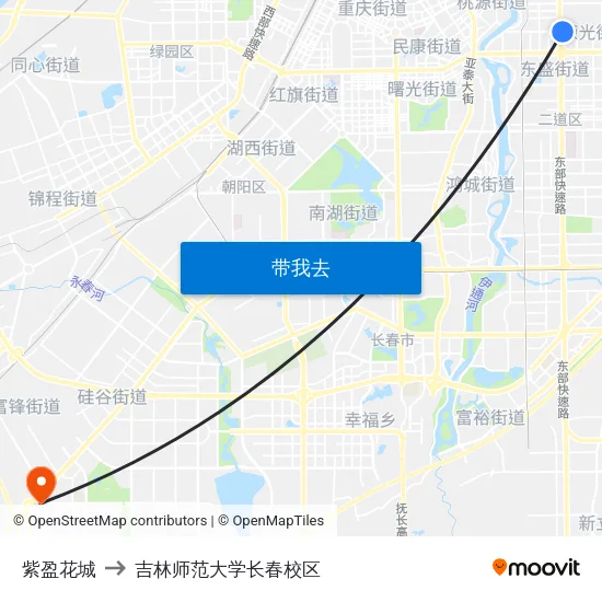 紫盈花城 to 吉林师范大学长春校区 map
