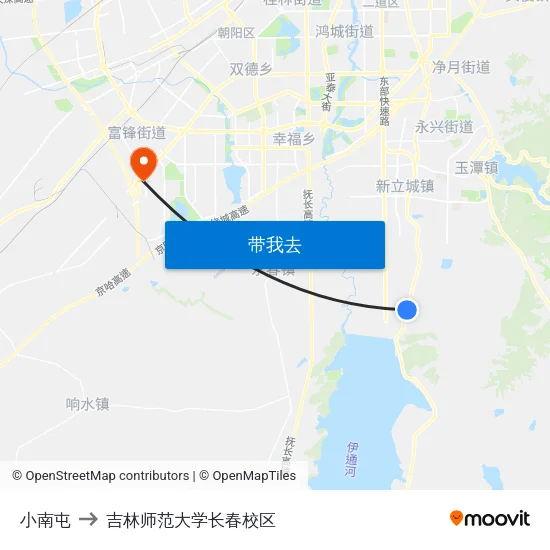 小南屯 to 吉林师范大学长春校区 map