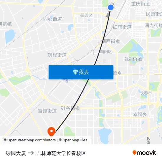 绿园大厦 to 吉林师范大学长春校区 map