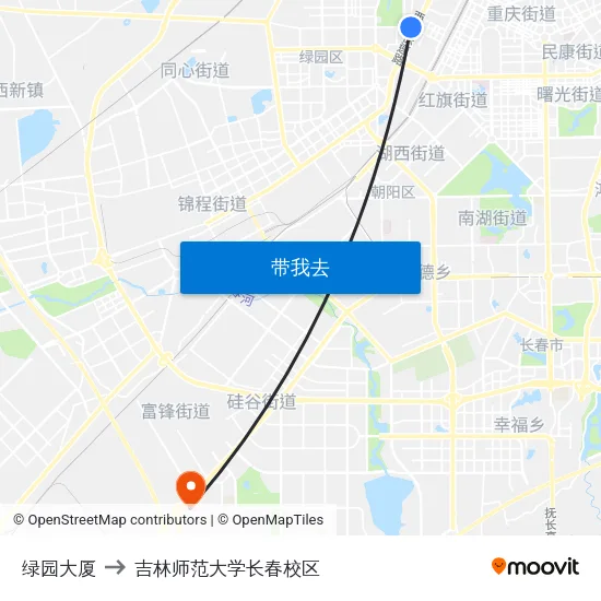 绿园大厦 to 吉林师范大学长春校区 map
