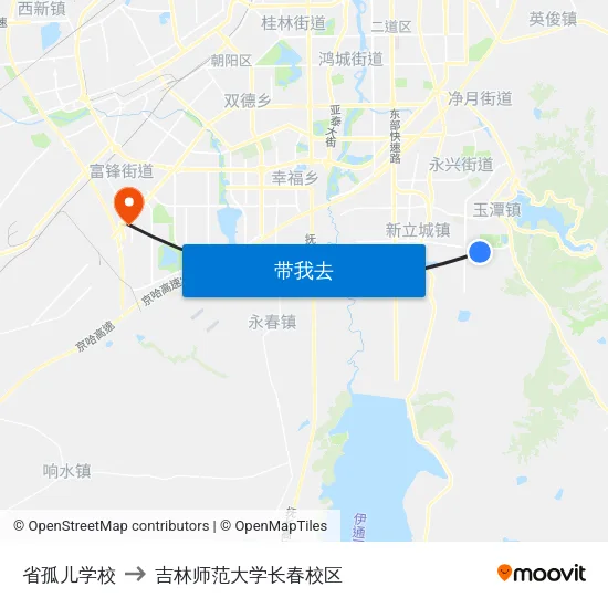 省孤儿学校 to 吉林师范大学长春校区 map