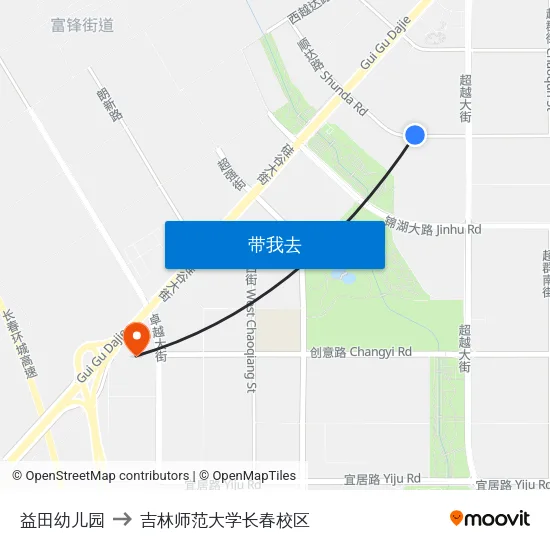 益田幼儿园 to 吉林师范大学长春校区 map