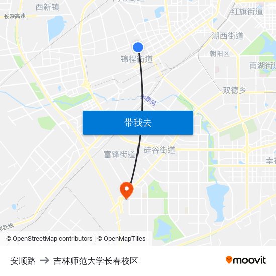 安顺路 to 吉林师范大学长春校区 map