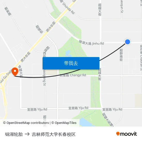 锦湖轮胎 to 吉林师范大学长春校区 map