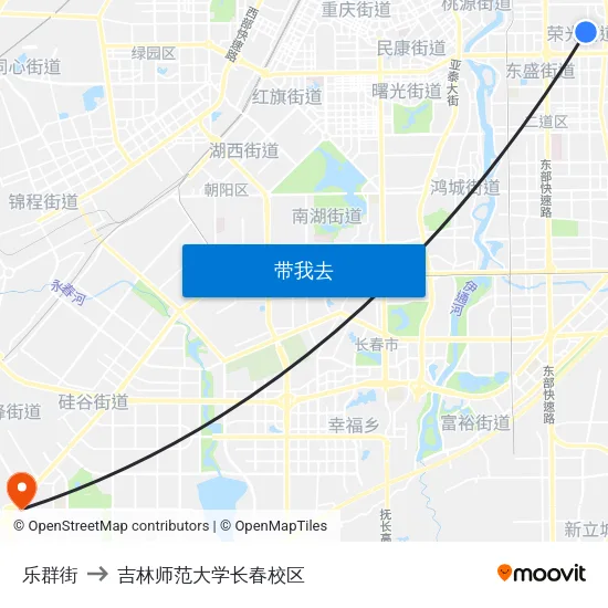 乐群街 to 吉林师范大学长春校区 map
