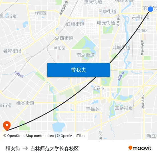 福安街 to 吉林师范大学长春校区 map