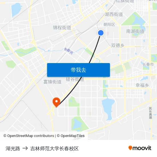 湖光路 to 吉林师范大学长春校区 map