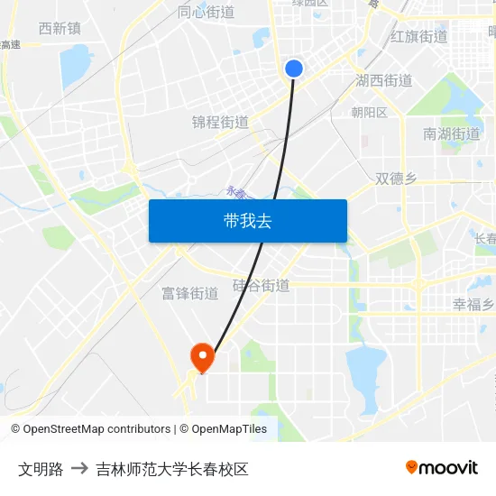 文明路 to 吉林师范大学长春校区 map