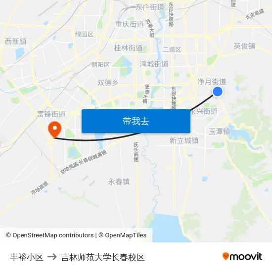 丰裕小区 to 吉林师范大学长春校区 map
