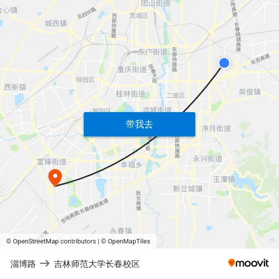 淄博路 to 吉林师范大学长春校区 map