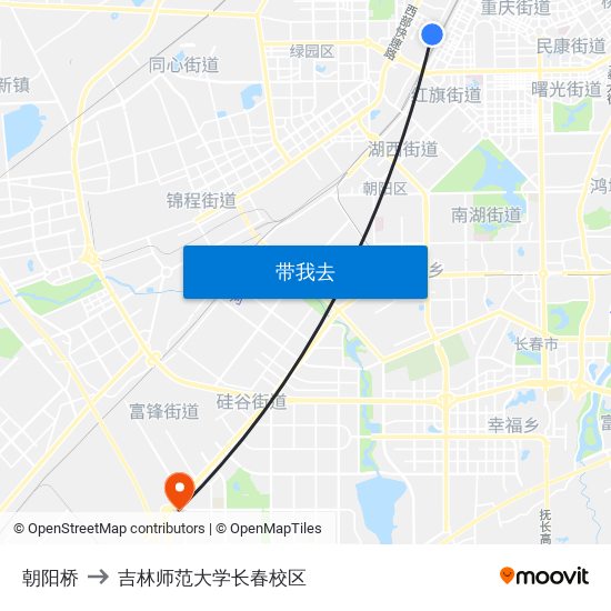 朝阳桥 to 吉林师范大学长春校区 map