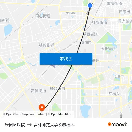 绿园区医院 to 吉林师范大学长春校区 map