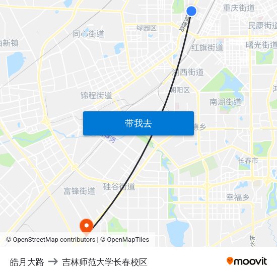 皓月大路 to 吉林师范大学长春校区 map