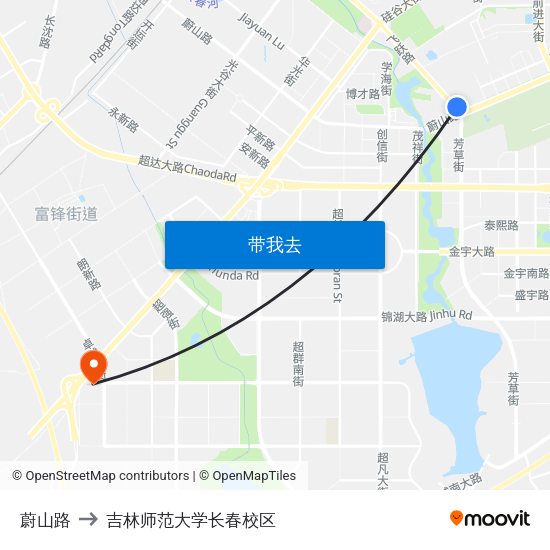蔚山路 to 吉林师范大学长春校区 map