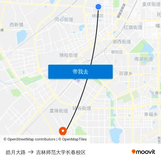 皓月大路 to 吉林师范大学长春校区 map