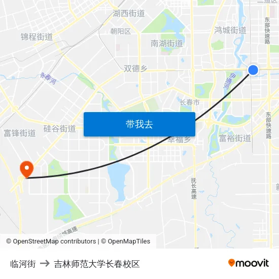 临河街 to 吉林师范大学长春校区 map