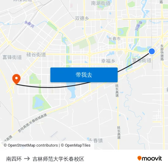 南四环 to 吉林师范大学长春校区 map