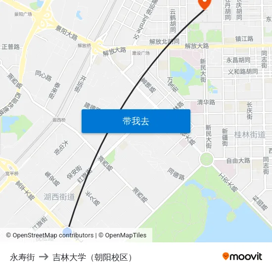 永寿街 to 吉林大学（朝阳校区） map