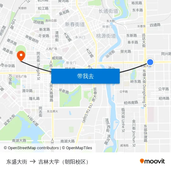 东盛大街 to 吉林大学（朝阳校区） map